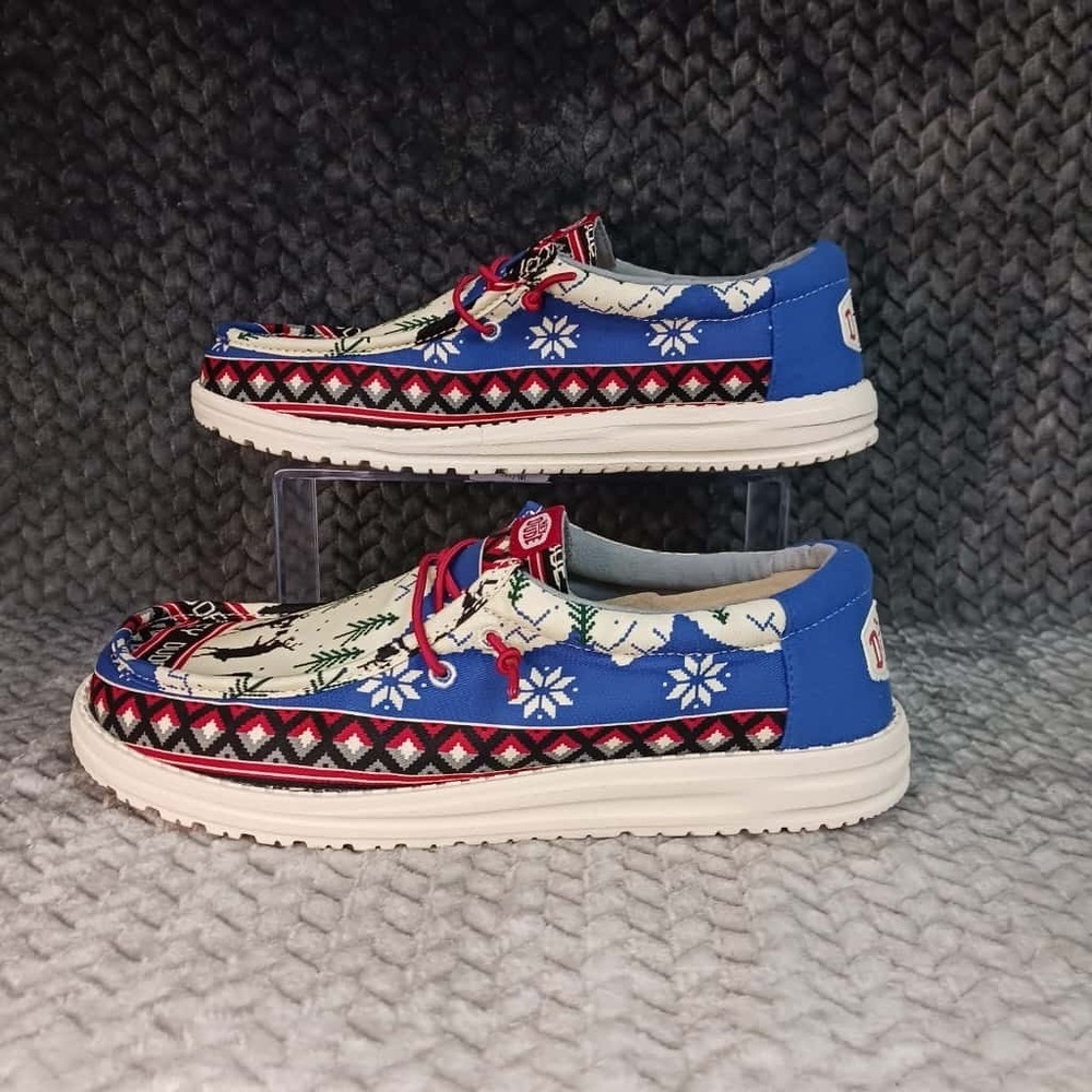 Hey‎ Dude Wally Holiday Cheers Christmas Winter Shoes Mens Size 9 New With Tags - Picture 2 of 10
